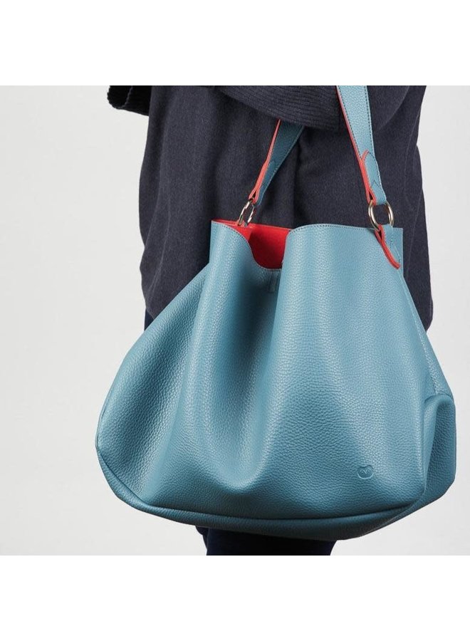 Slouch Bag Teal and Red  046