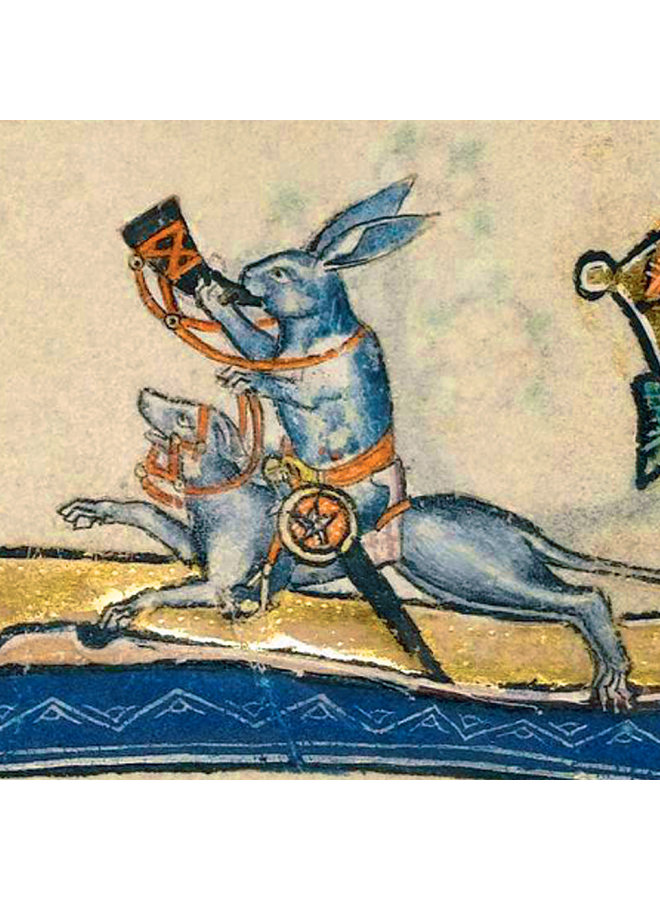 Lapin chevauchant un chien Détail Macclesfield Psalter 1330Card