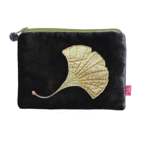 LUA Monedero Gingko Terciopelo Gris Oscuro 291 LUA Monedero Gingko Terciopelo Gris Oscuro 291