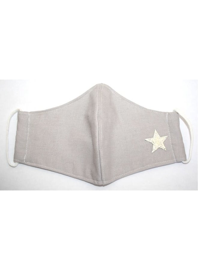 Face Mask Cotton Dark Grey with star  296