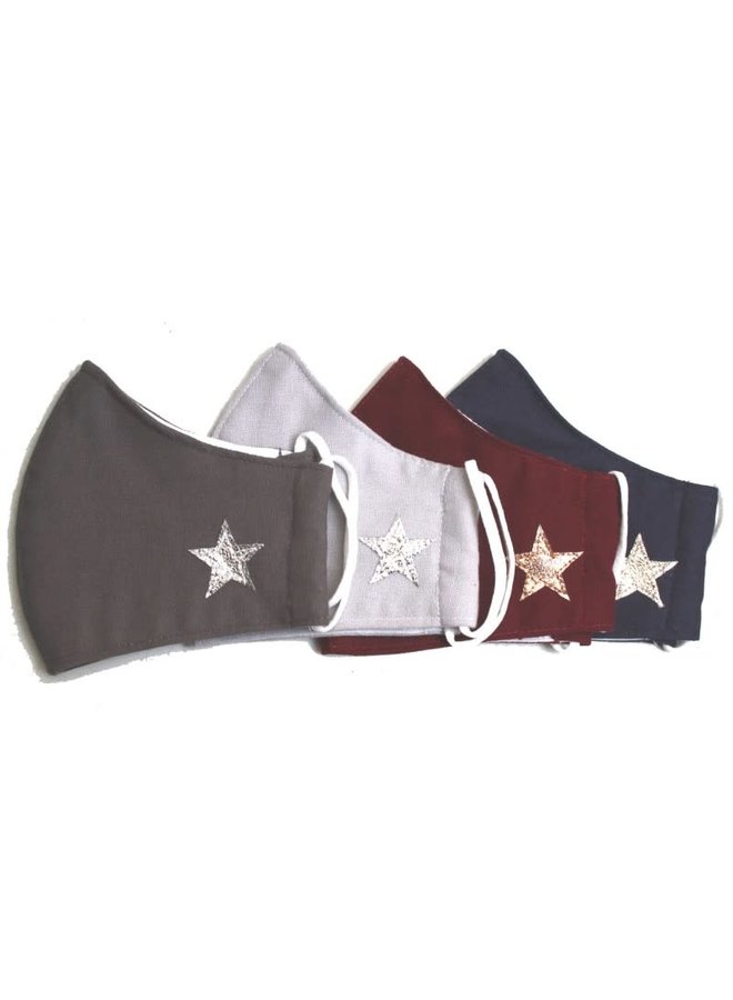 Face Mask Cotton Dark Red with star  298