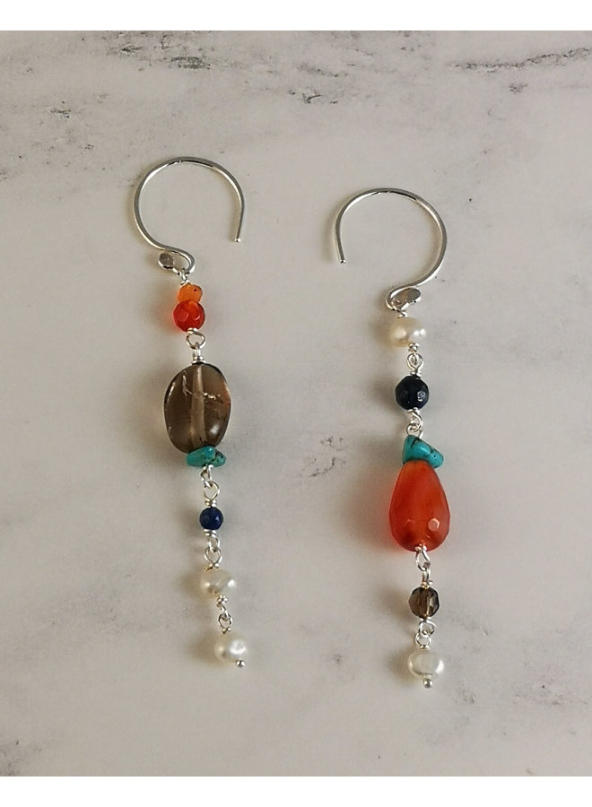 Duet Mozaic semi-precious  and silver earrings 48