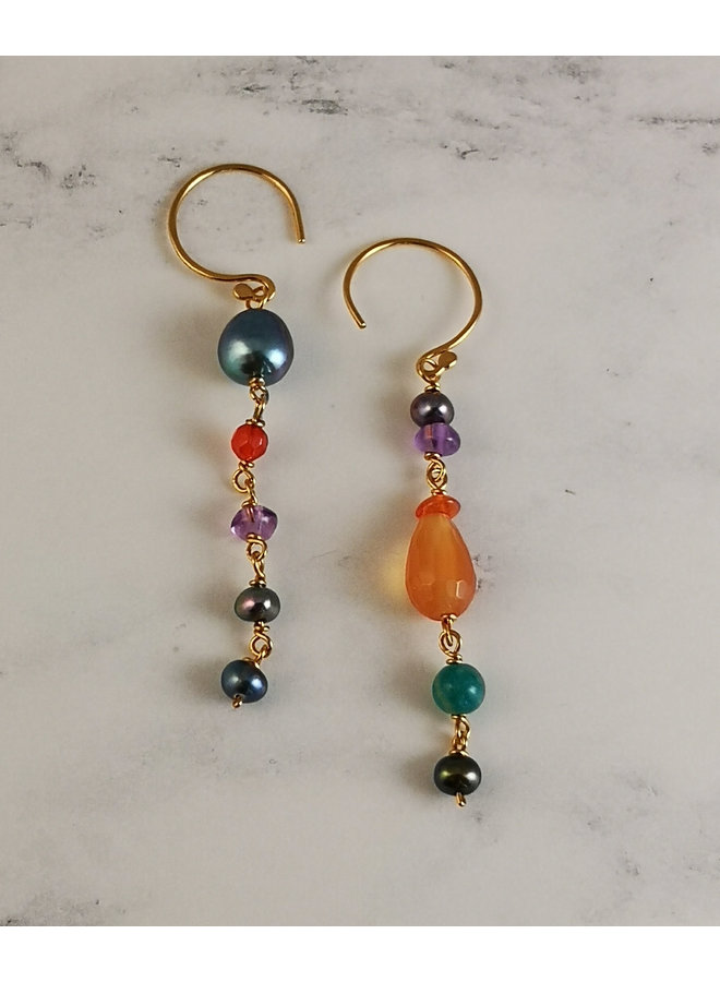 Duet Fresco semi-precious  and gold  earrings 49