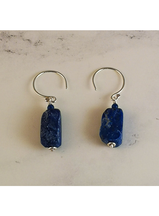 Rock Lapis semi-precious  and silver earrings 50