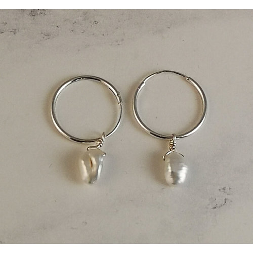 Katherine Bree White Pearl semi-precious and silver hoop earrings 52 Katherine Bree White Pearl semi-precious and silver hoop earrings 52