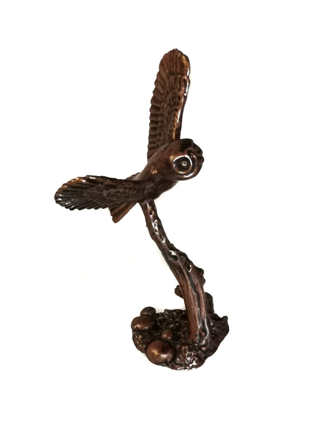 Tawny Owl Flying Bronze 75