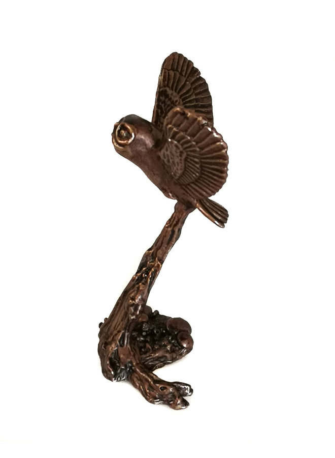 Tawny Owl Flying Bronze 75