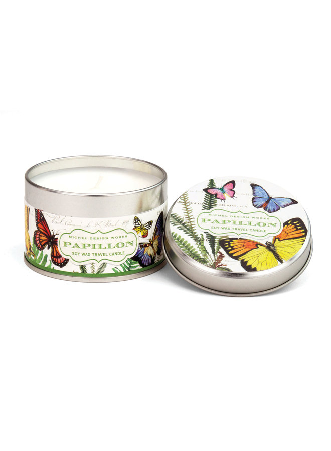 Papillon Travel Candle in a Tin