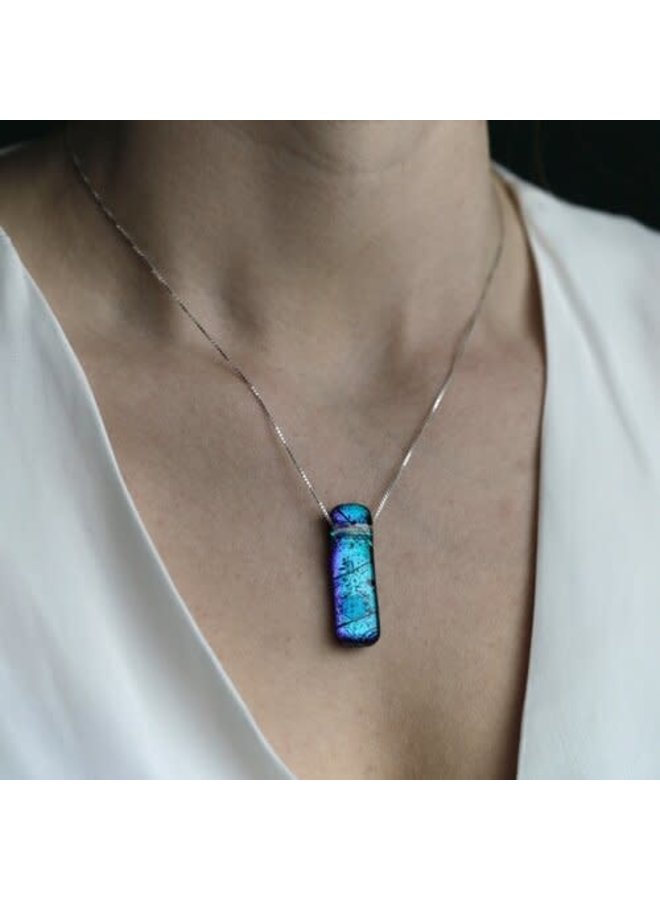 Aqua  Dichroic Glass Pendant Lilabet 01