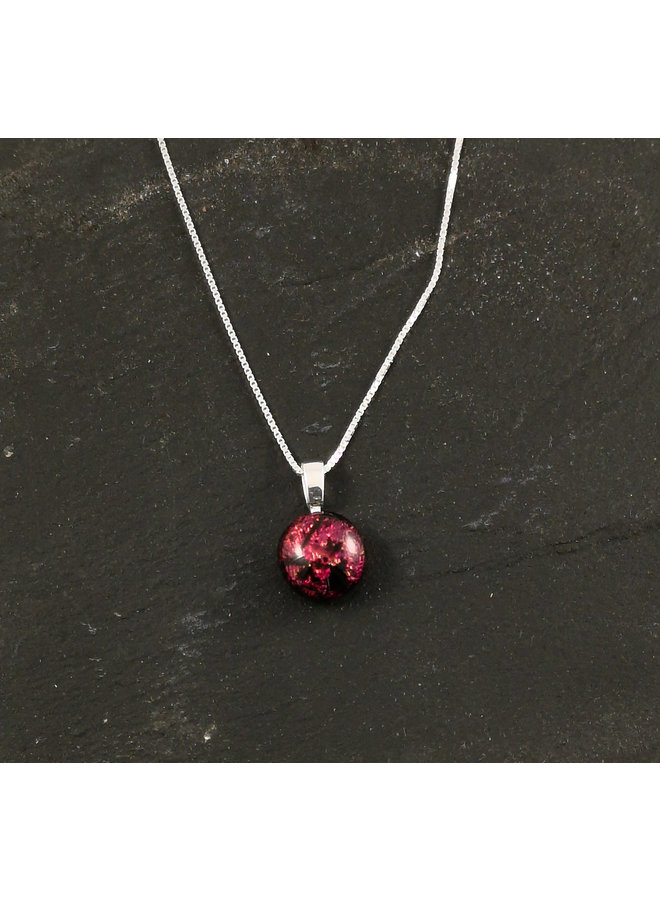 Pendentif Ida rond en verre dichroïque rose et violet 11