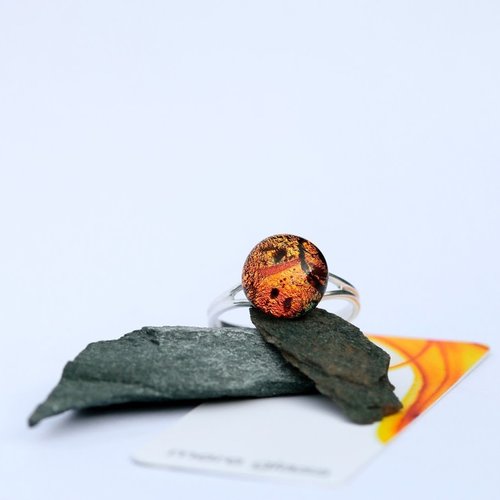 Mere Glass Herbst Dichroic Glas und Silber verstellbarer Ring 25 Mere Glass Herbst Dichroic Glas und Silber verstellbarer Ring 25