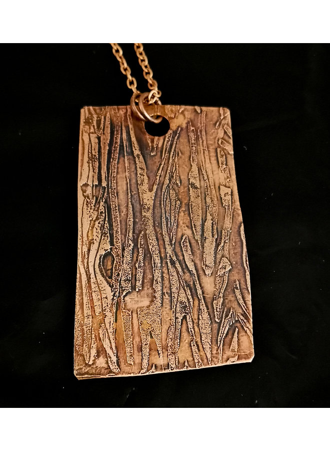 Woodgrain large copper pendant 19