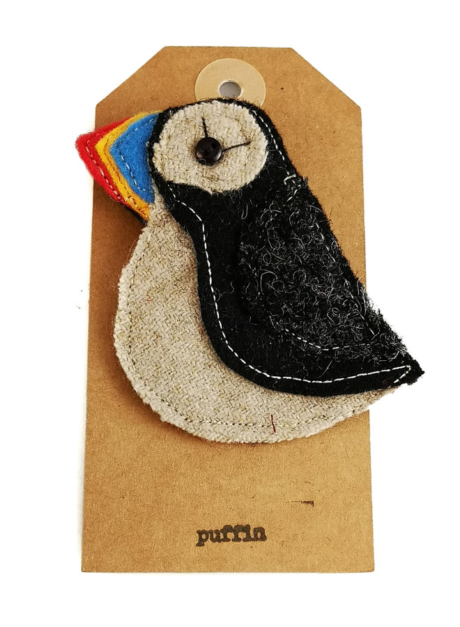 Broche en feutre oiseau macareux 01
