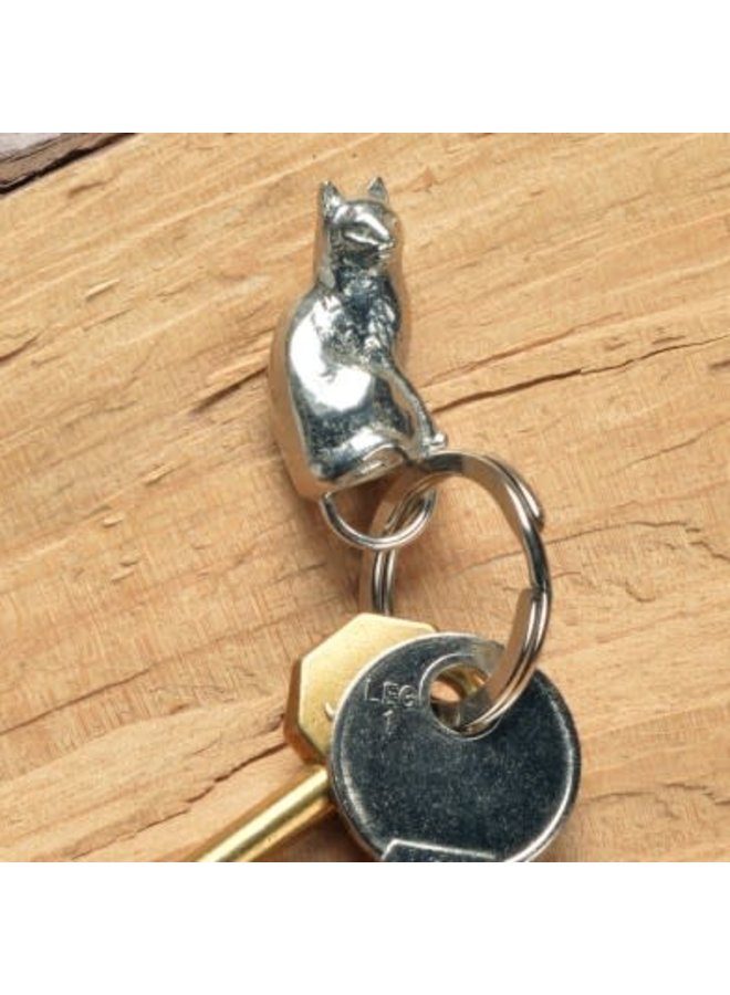 Cat Pewter  Keyring  53