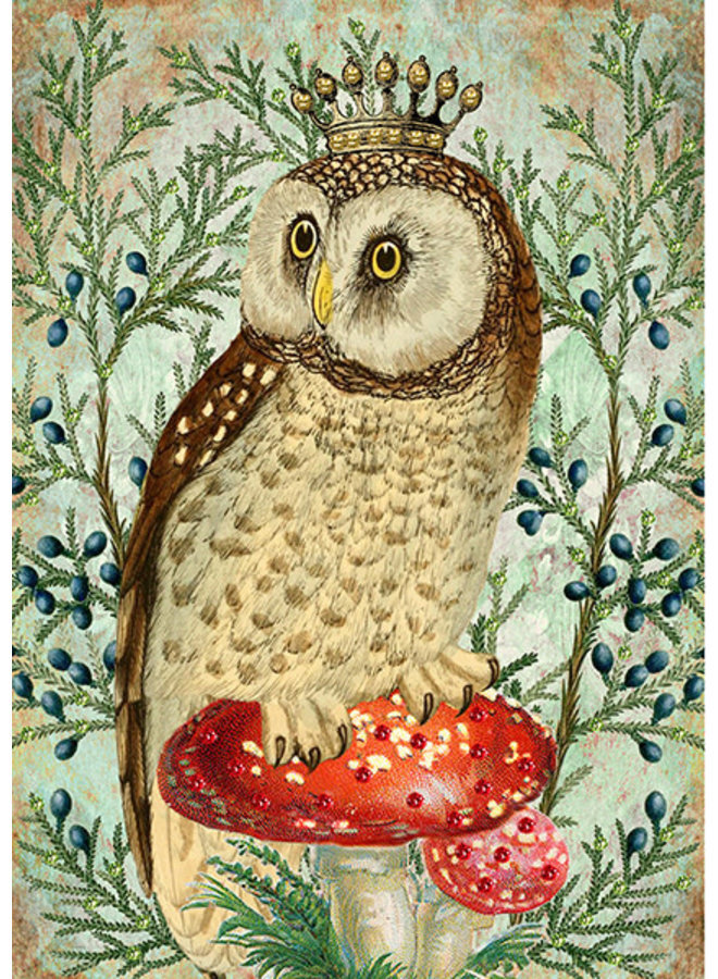 Carte scintillante hibou et couronne