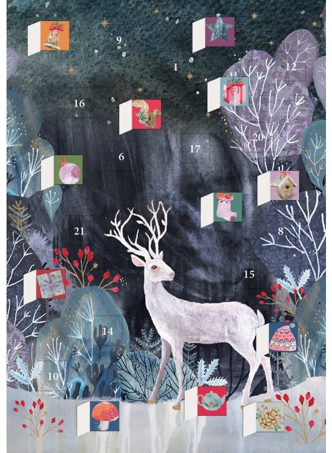 Silver Stag Advent Calendar Card by Binney