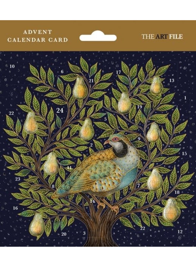Partridge in a Pear Tree Guilded Advent card by Catherine Rowe