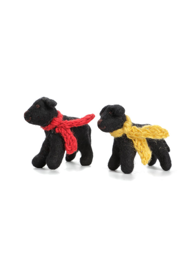 Black Labrador Yellow or Red Scarf Felt Toy 137