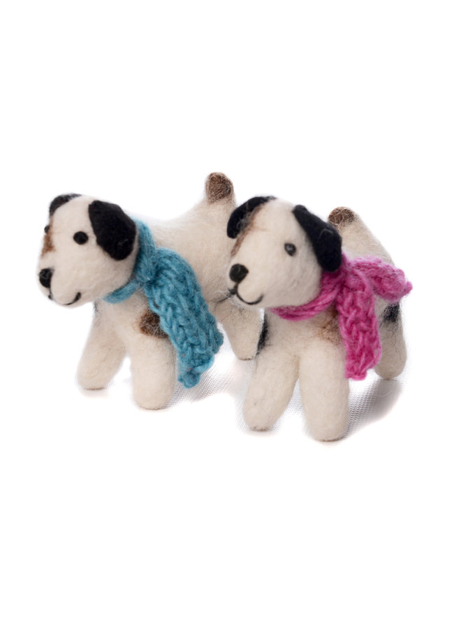 Jack Russell Dog Blue or Pink Scarf Felt Toy 138