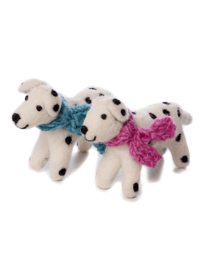 Dalmation Dog Blue or Pink Scarf Felt Toy 138