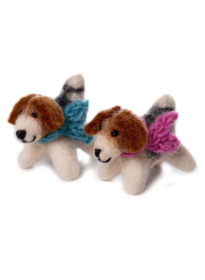 Fox Terrier Mini Dog Blue or Pink Scarf Felt Toy 138