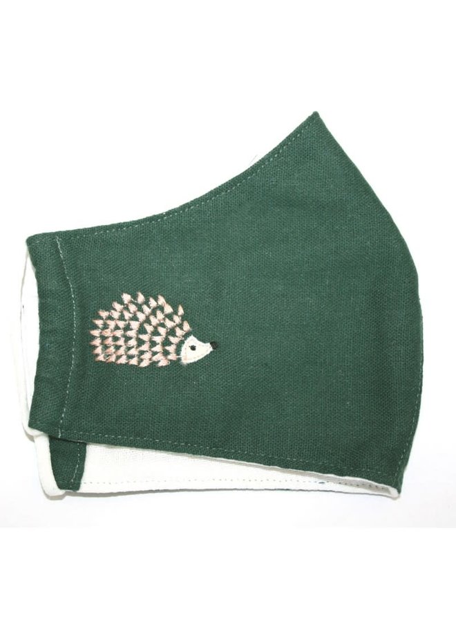 Hedgehog Face Mask Cotton Dark Green 601