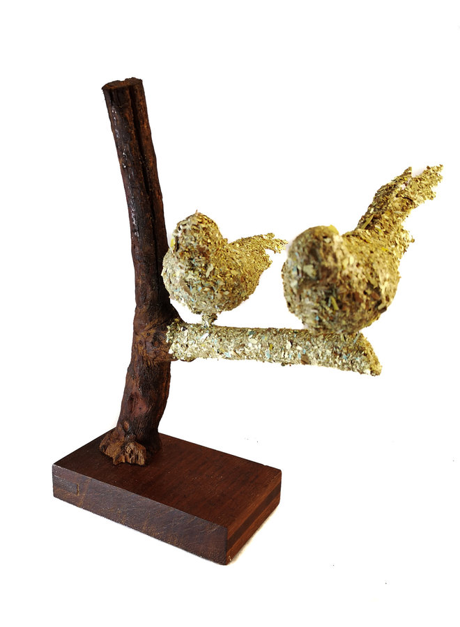 2 pájaros posados, una pintura 068