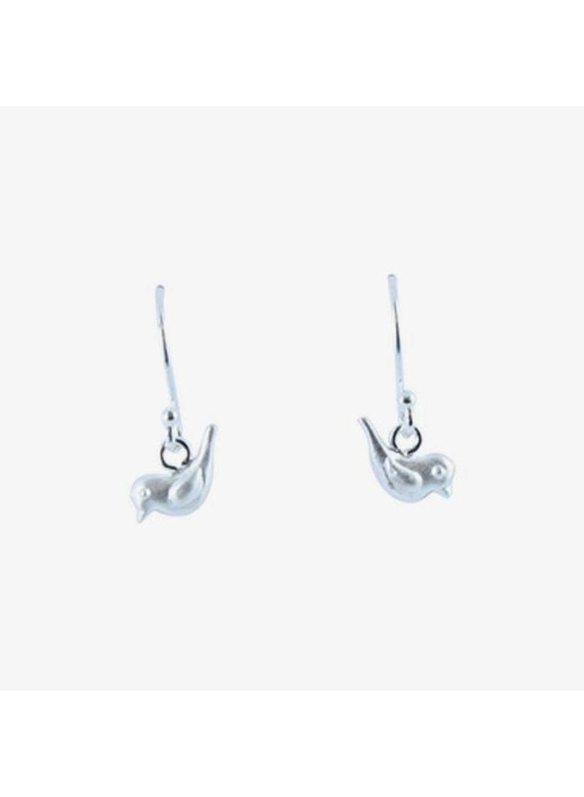 Tiny birds silver earring