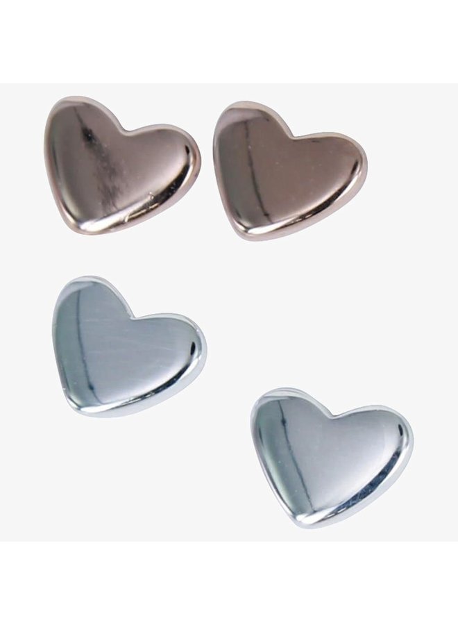 Pendientes de botón de plata (solo) Petit Heart 94
