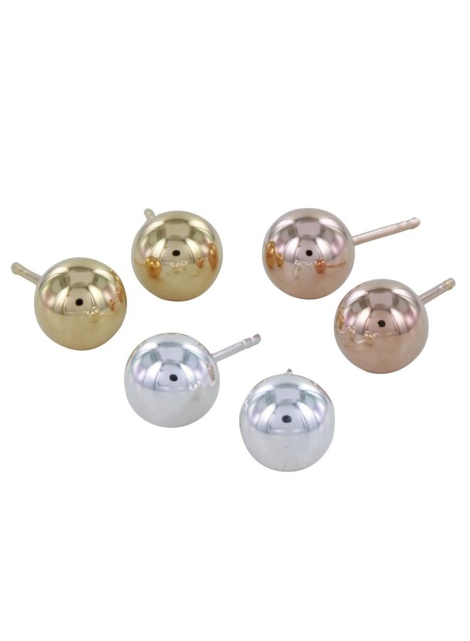 Large ball high shine silver stud earrings 67