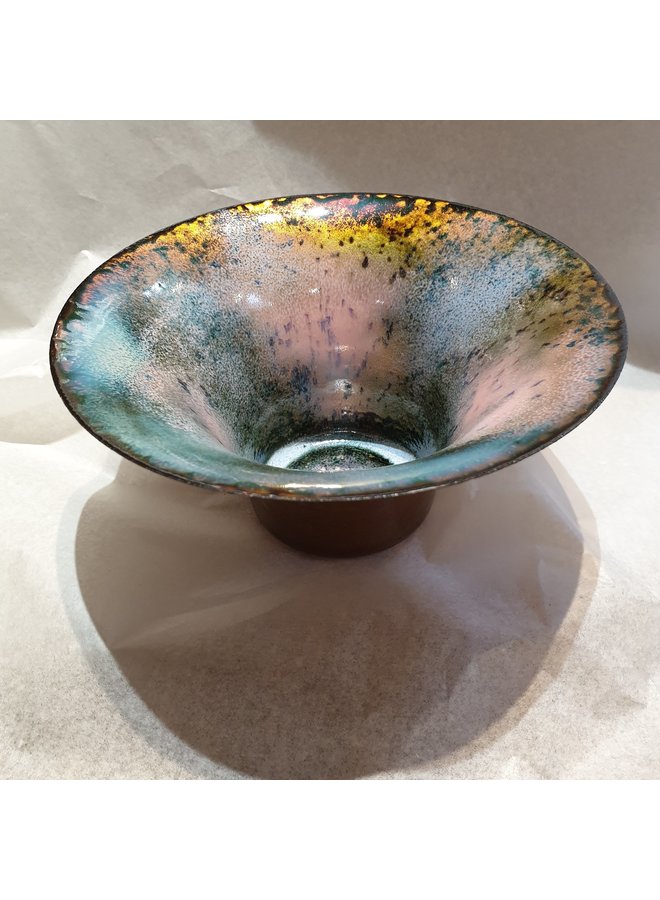 Enamelled Flared Copper Bowl unique 172