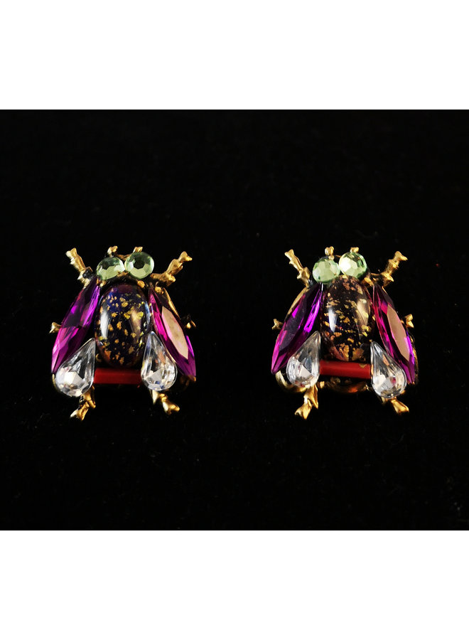 Purple Wing Bee stud Earrings 197