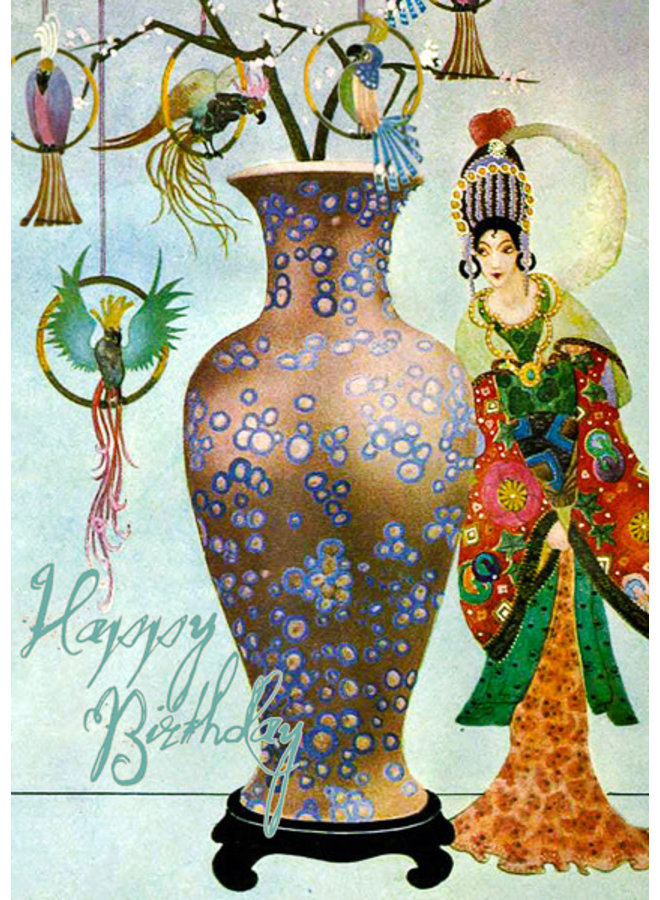 The Vase Happy Birthday Vintage  Card