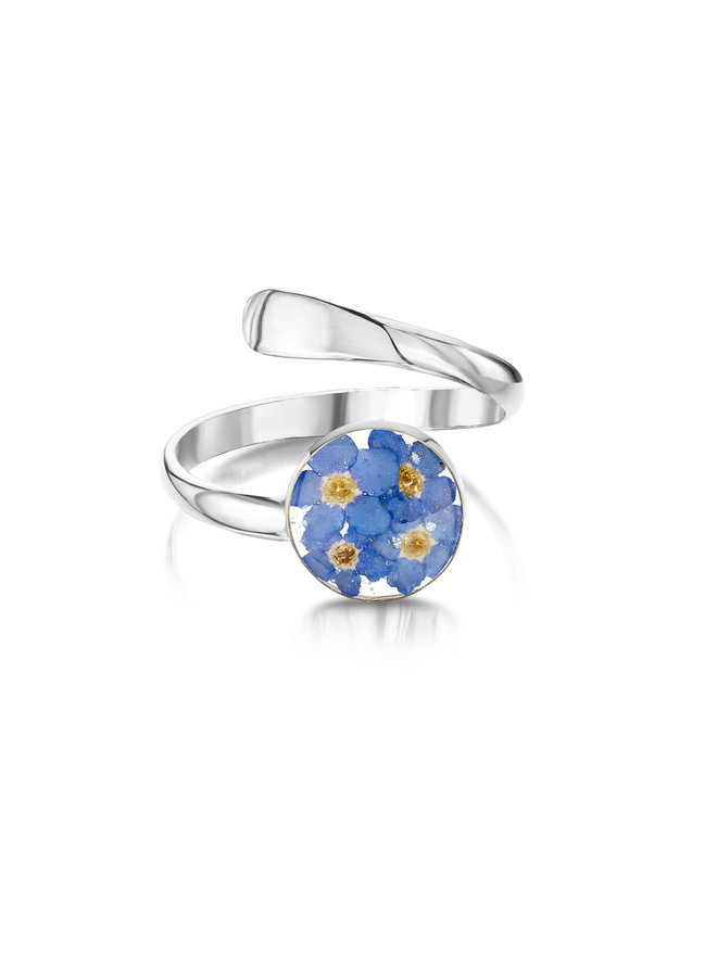 Forgetmenot Ring round adjustable silver 05