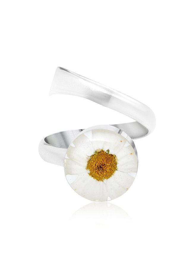 Daisy  round adjustable round ring  silver 136