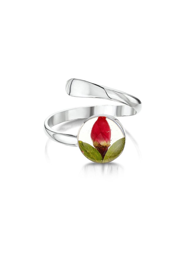 Rose  Bud round adjustable round ring  silver 135