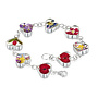 Bracelet coeurs fleurs mixtes argent 138