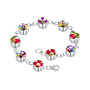 Mixed flower round bracelet silver 07