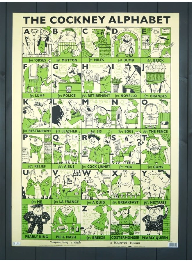 Cockney Alphabet gift wrap by Paul Bommer