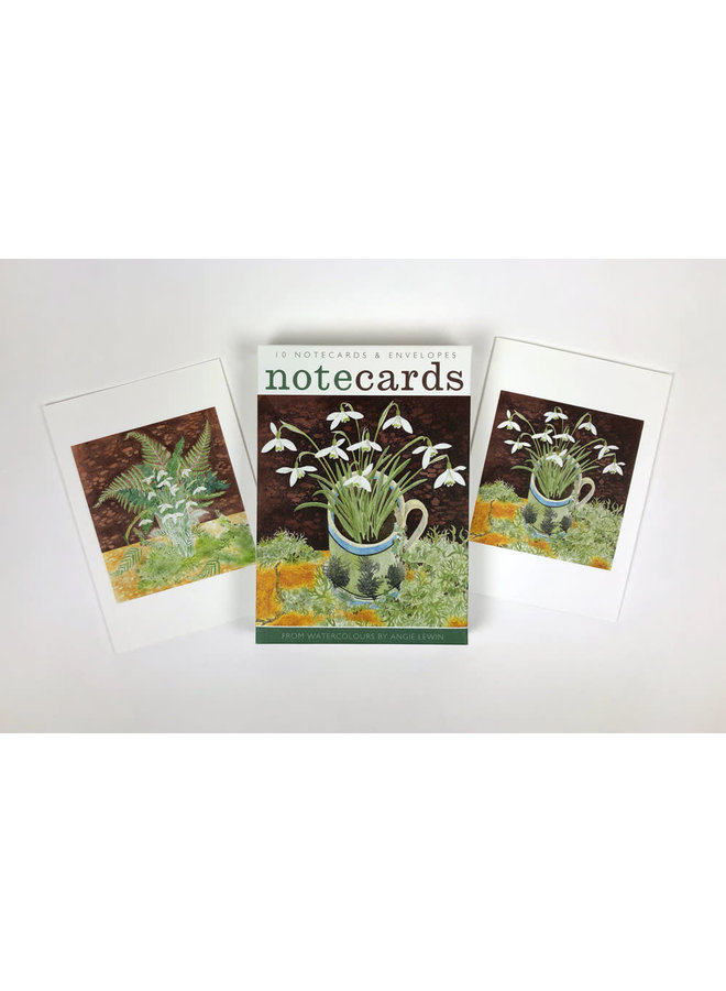 Cartes de notes perce-neige, lichens et fougères par Angie Lewin