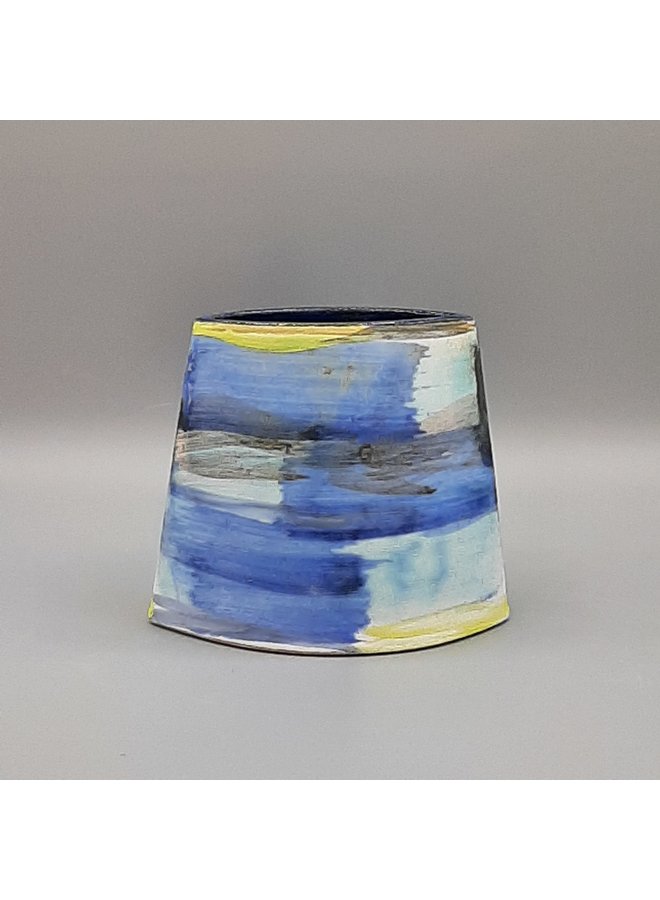 Blue Shoreline small  angled vase  26