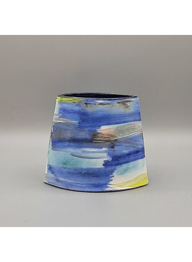 Blue Shoreline small  angled vase  26