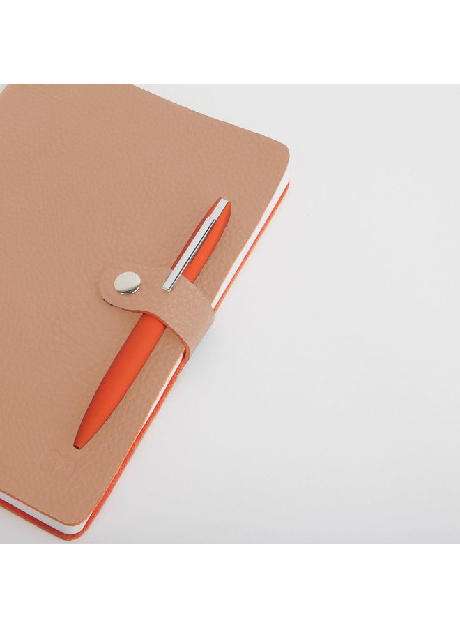 Coral and Orange Vegan  Notebook with clasp lined paper 050