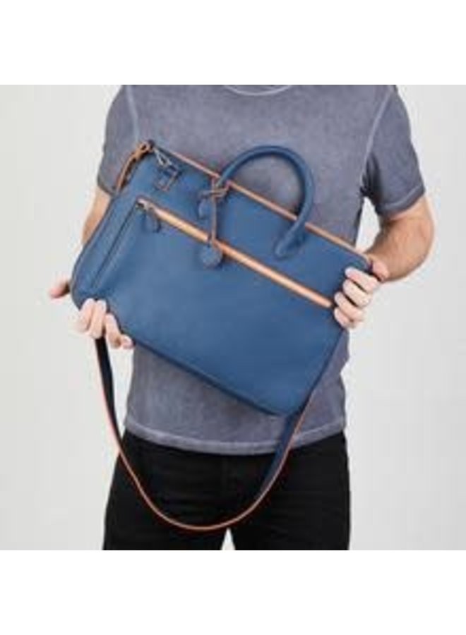 Dokumenten- und Laptop-Portfolio-Tasche Navy und Orange 052