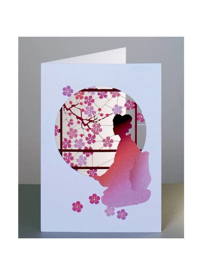 Japaneses Lady with Blossom Lazer cut card