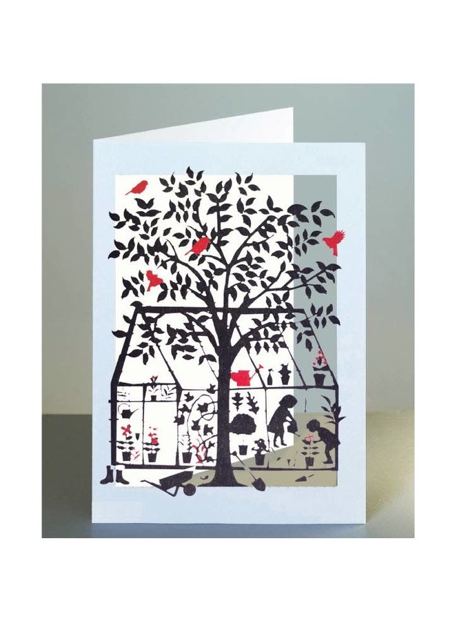 Greenhouse with Tree and Birds  Lazer cut card