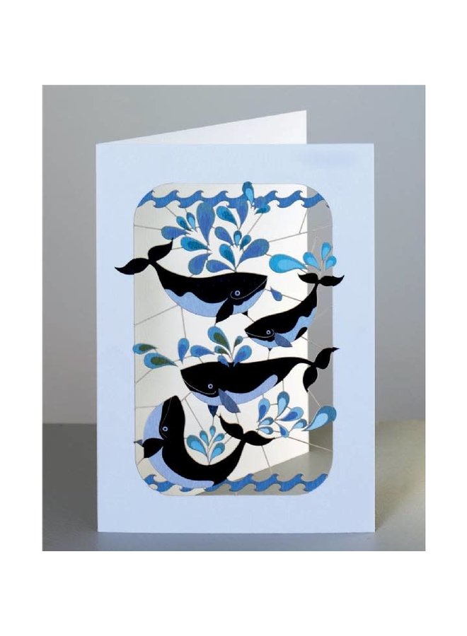 Whales Splashing  Laser cut card