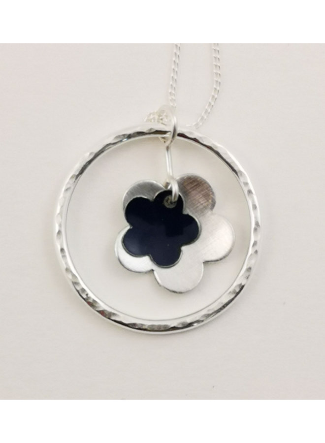 Blue Circle of Life Daisy tenn & silver halsband 64