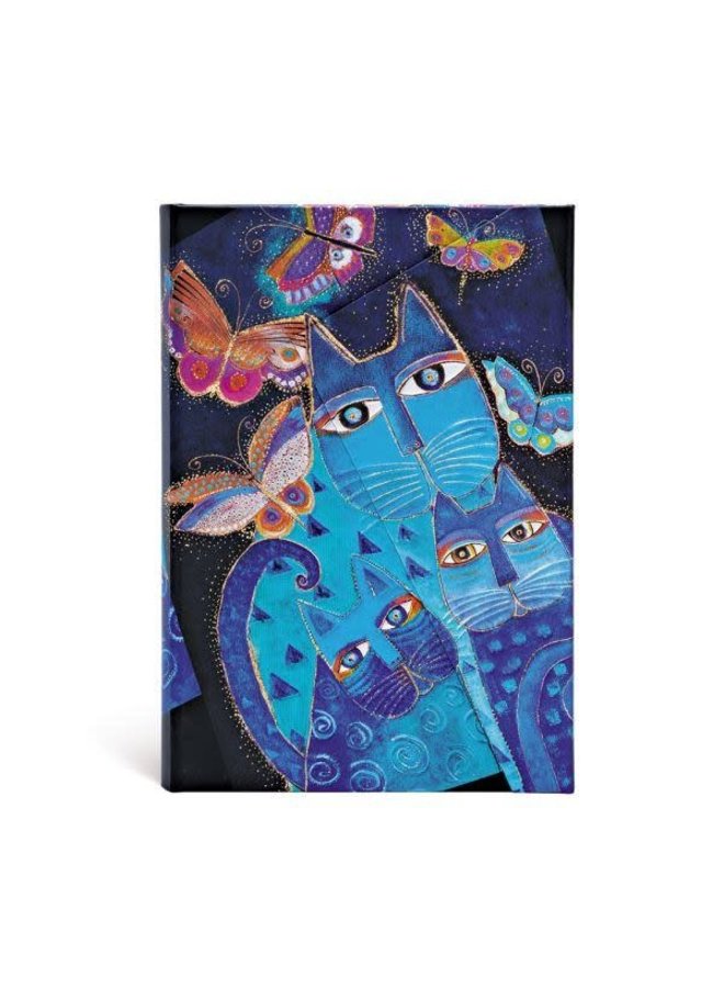 Blue Cats and Butterflies Journal Mid Wrap lined