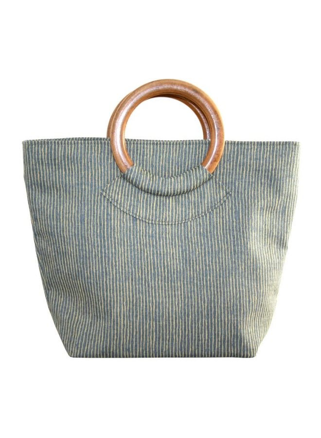 LUA Round Handle Bag Mustard Stripe 457